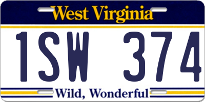 WV license plate 1SW374