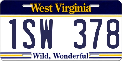 WV license plate 1SW378