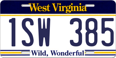 WV license plate 1SW385