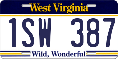 WV license plate 1SW387