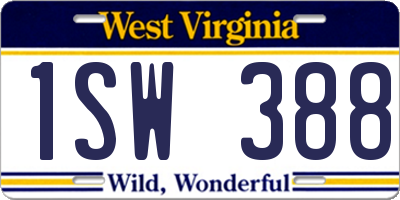 WV license plate 1SW388