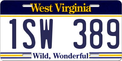WV license plate 1SW389