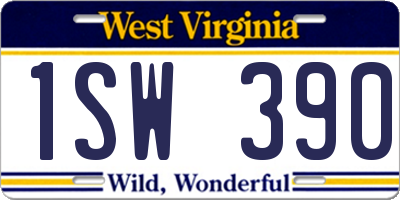 WV license plate 1SW390