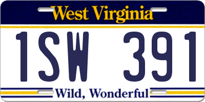 WV license plate 1SW391