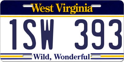WV license plate 1SW393