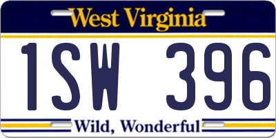 WV license plate 1SW396