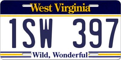 WV license plate 1SW397