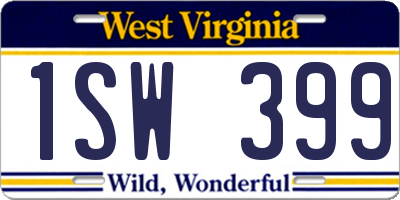 WV license plate 1SW399