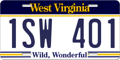 WV license plate 1SW401