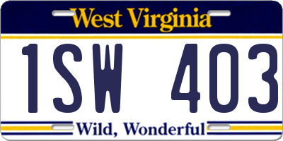 WV license plate 1SW403