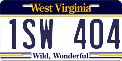 WV license plate 1SW404