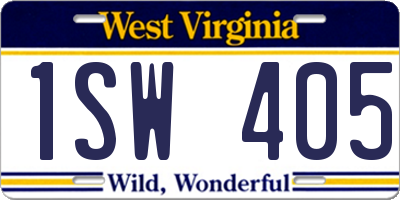 WV license plate 1SW405