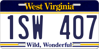 WV license plate 1SW407