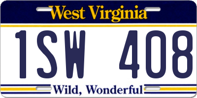 WV license plate 1SW408