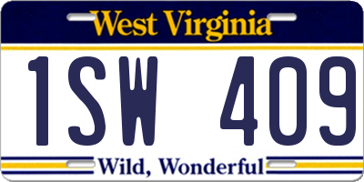 WV license plate 1SW409