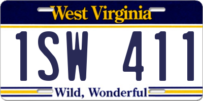 WV license plate 1SW411
