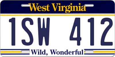 WV license plate 1SW412