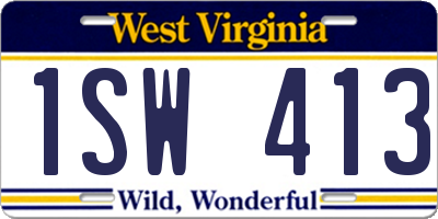 WV license plate 1SW413