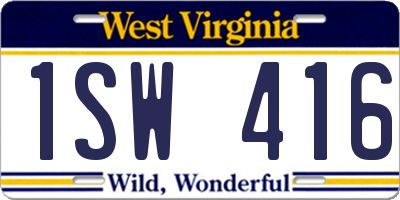 WV license plate 1SW416