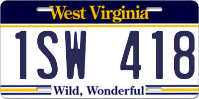 WV license plate 1SW418