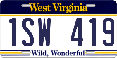 WV license plate 1SW419