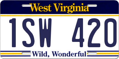 WV license plate 1SW420