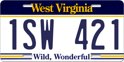 WV license plate 1SW421