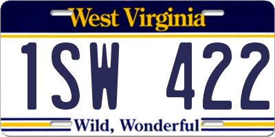 WV license plate 1SW422