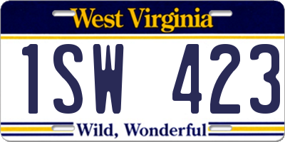 WV license plate 1SW423