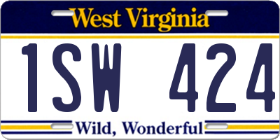 WV license plate 1SW424