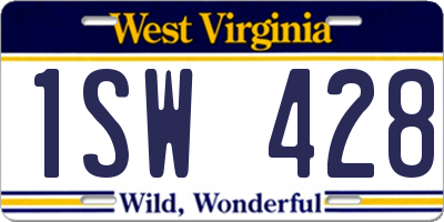 WV license plate 1SW428