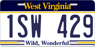 WV license plate 1SW429