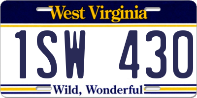 WV license plate 1SW430