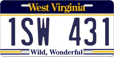 WV license plate 1SW431
