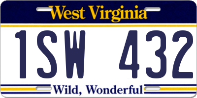 WV license plate 1SW432