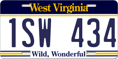 WV license plate 1SW434