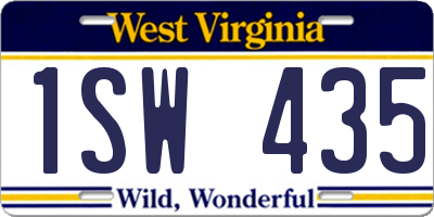 WV license plate 1SW435
