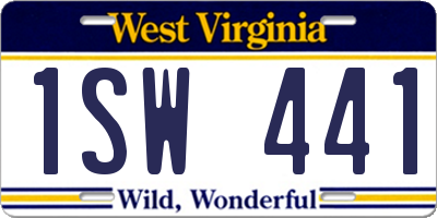 WV license plate 1SW441