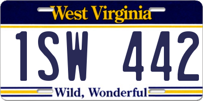 WV license plate 1SW442