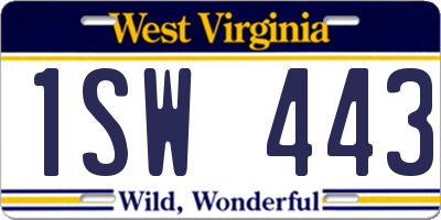 WV license plate 1SW443