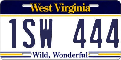 WV license plate 1SW444