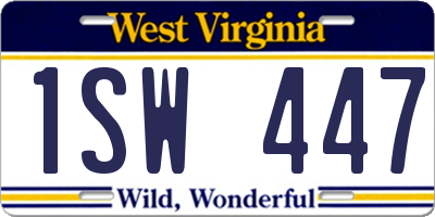 WV license plate 1SW447