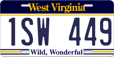 WV license plate 1SW449