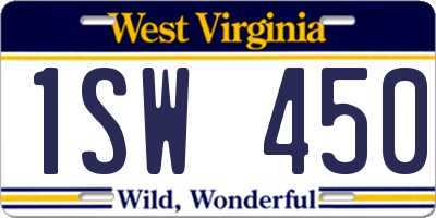 WV license plate 1SW450