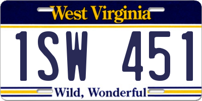 WV license plate 1SW451