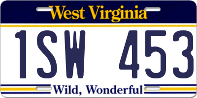 WV license plate 1SW453
