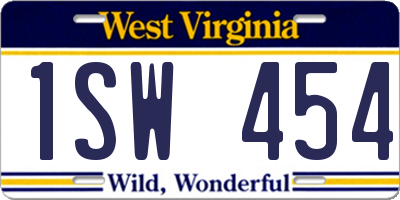 WV license plate 1SW454