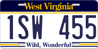 WV license plate 1SW455