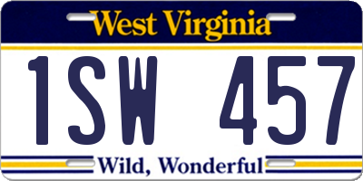 WV license plate 1SW457