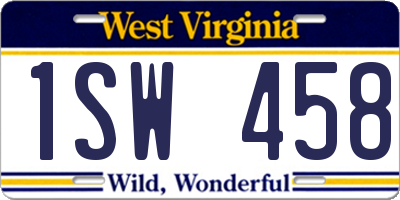 WV license plate 1SW458